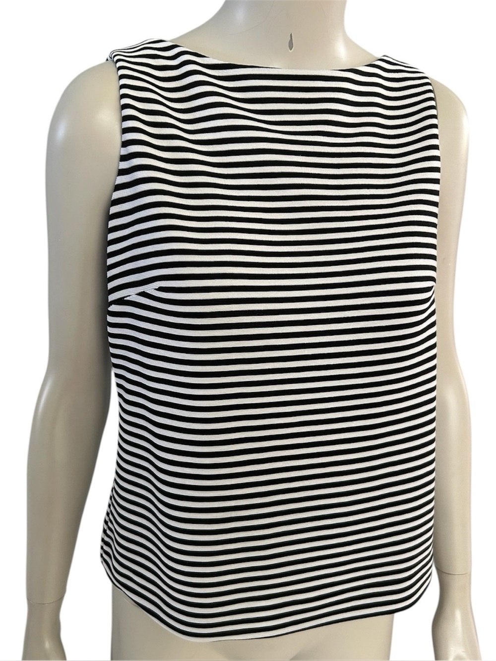 Vintage David Warren Petites New York Striped Sleeveless Boatneck Top (19” PTP) - Picture 5 of 16